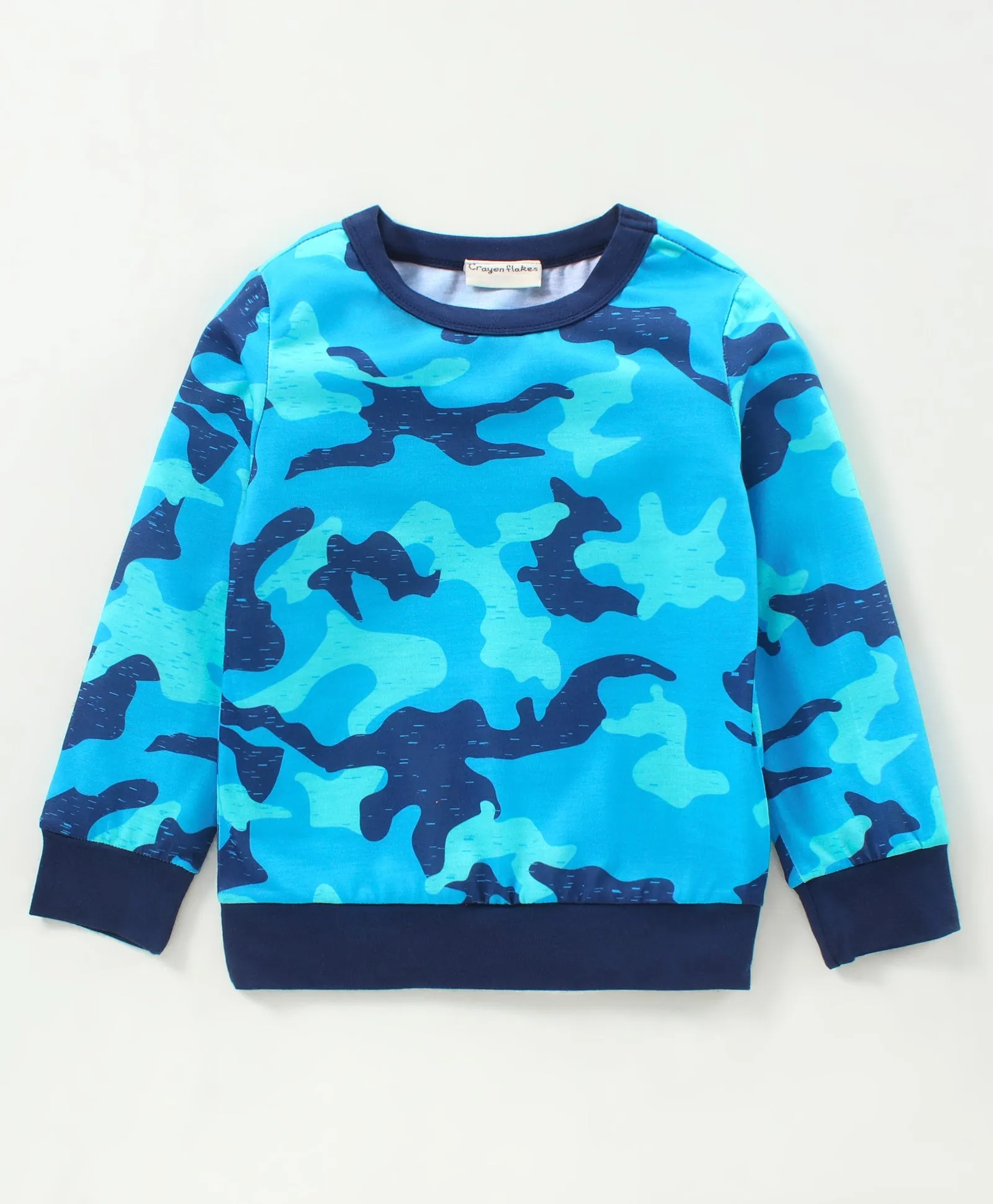 Camouflage Printed Sweatshirt Jogger Set - Blue