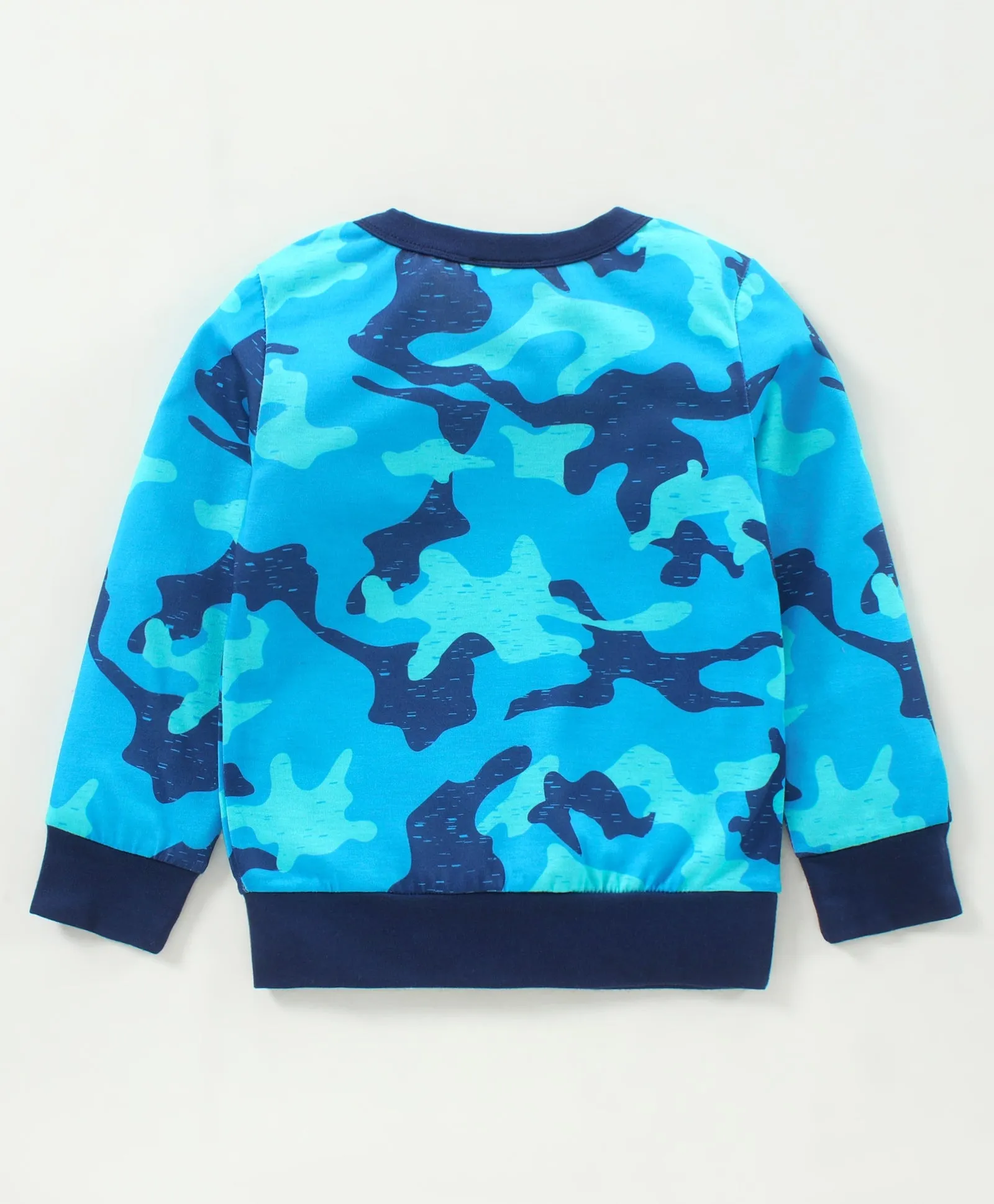 Camouflage Printed Sweatshirt Jogger Set - Blue