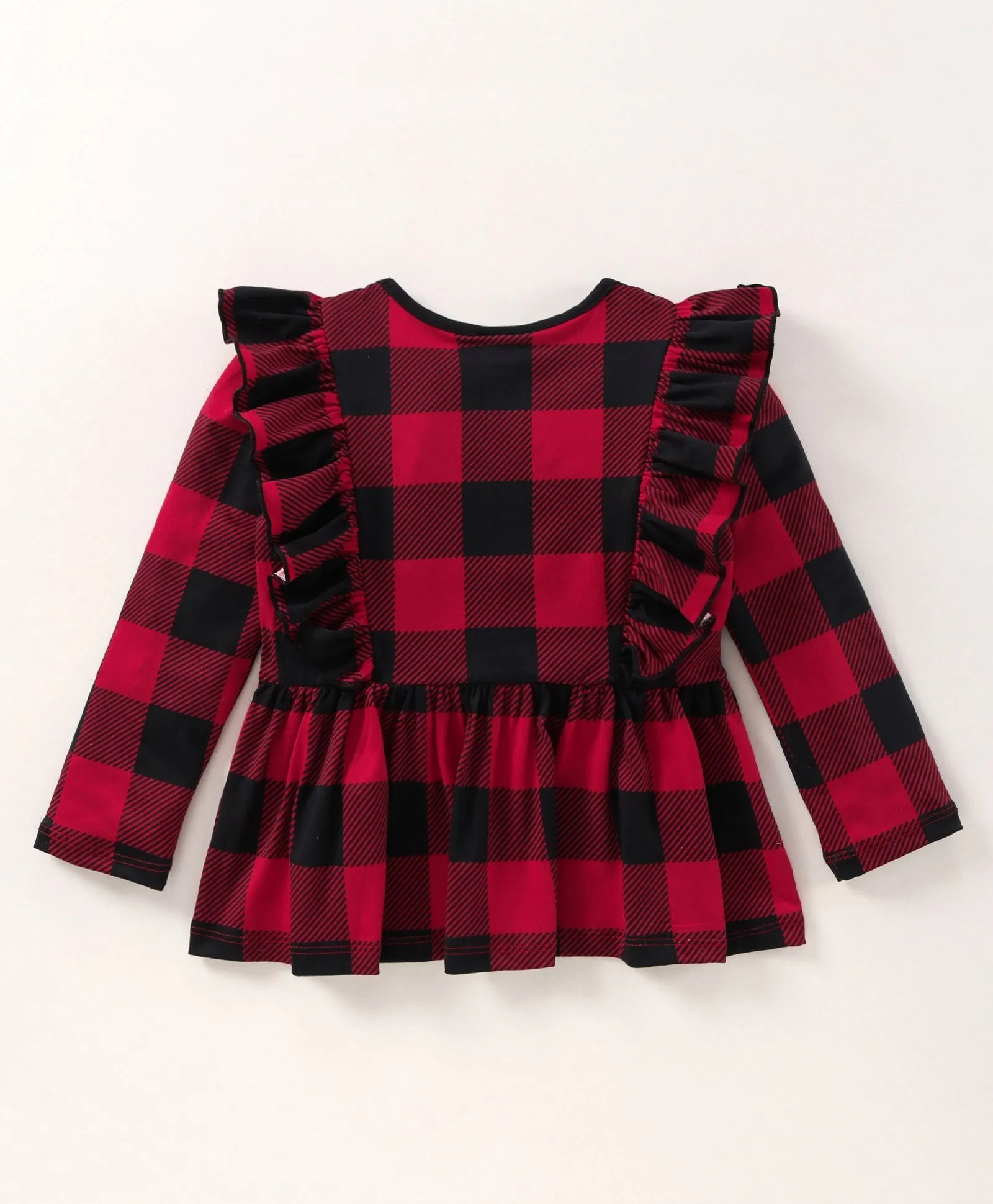 Checkered Front Frill Top Leggings Set