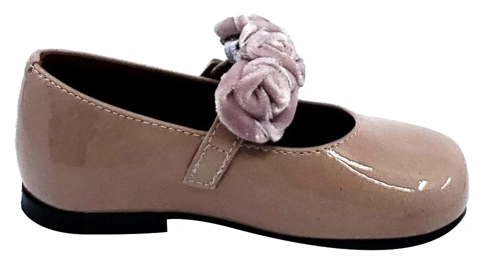 Clarys Girl's Flower Embellishment Buckle Mary Jane, Rose Patent