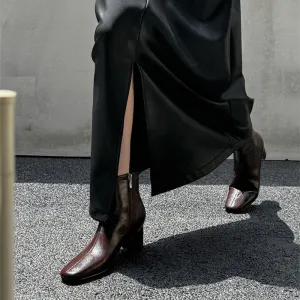 Classic Slimming Boots Elegant Chelsea Boots Mid Heel Side Zipper Boots in Black/Beige/Coffee