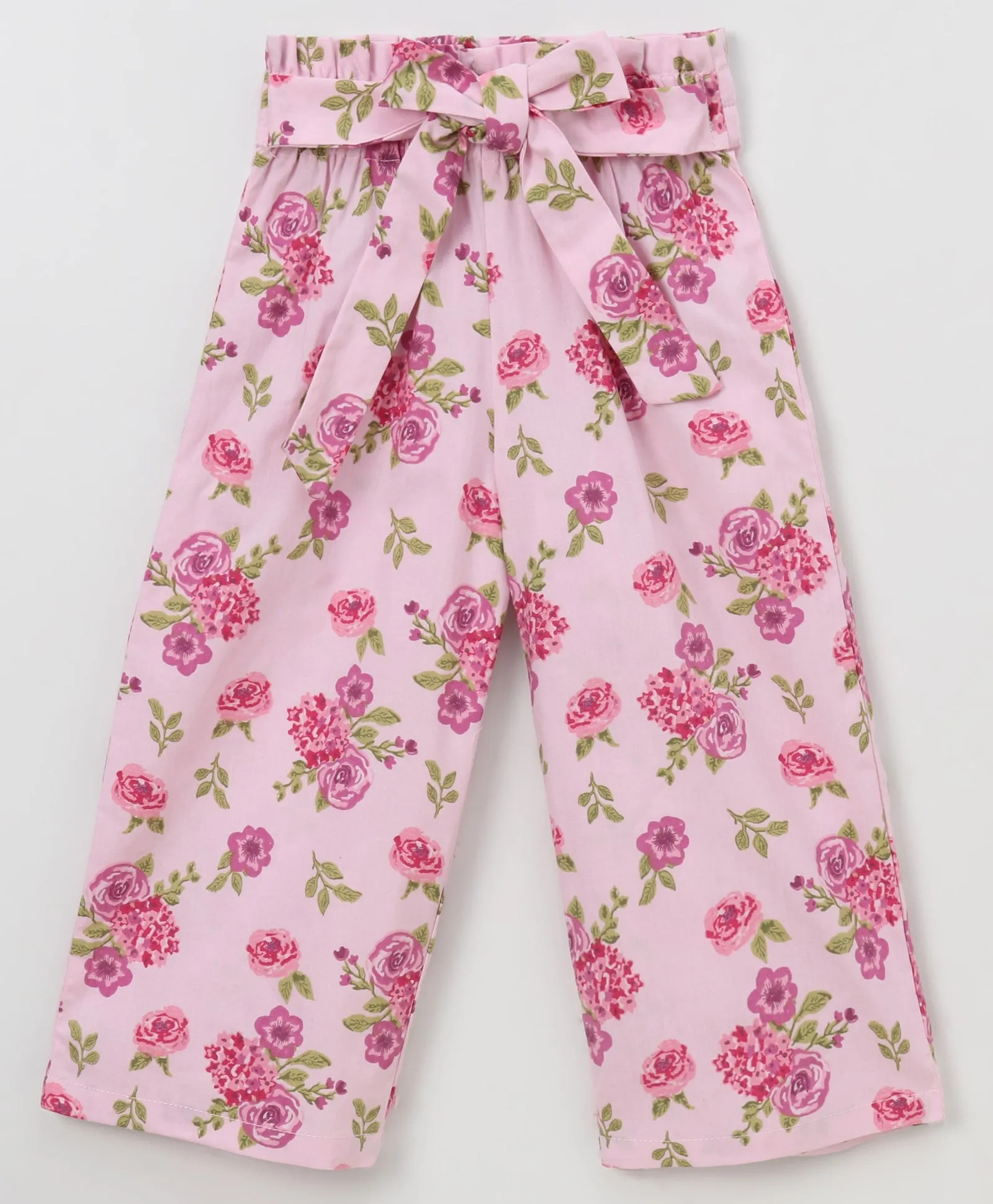 Floral Bell Sleeves with Belt Palazzo Set