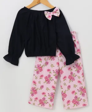 Floral Bell Sleeves with Belt Palazzo Set