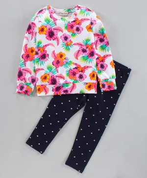 Floral Printed Top with Leggings Set