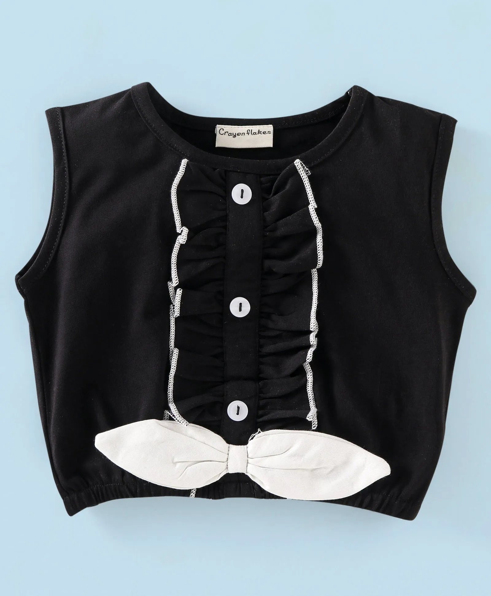 Frilled Solid Bow Top and Hearts Skirt Set