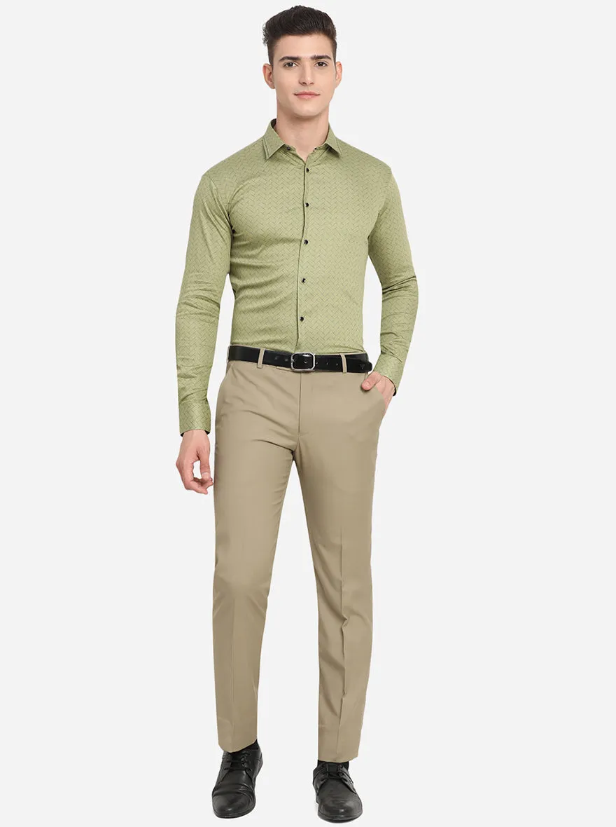 Green & Black Printed Slim Fit Party Wear Shirt | JB Studio
