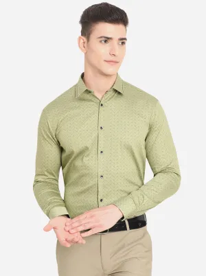 Green & Black Printed Slim Fit Party Wear Shirt | JB Studio