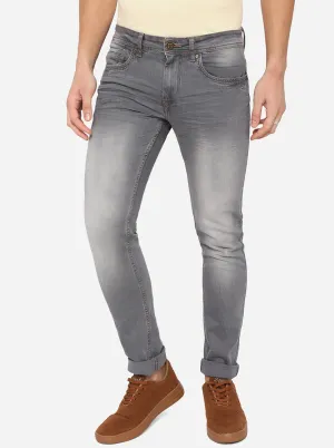 Light Grey Solid Narrow Fit Jeans | Greenfibre