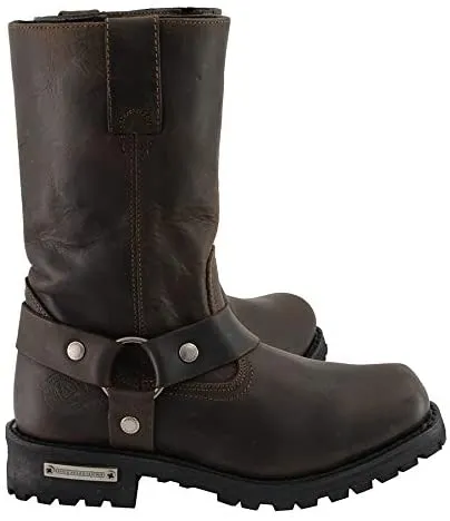 MBM9062 Men's Classic 11 Inch Dark Brown Harness Square Toe Boots