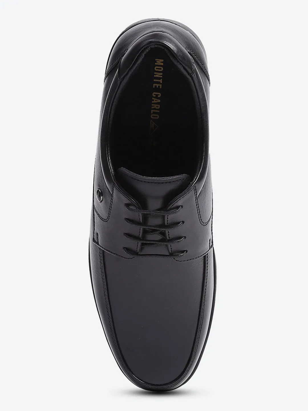 Men Black Solid Lace Up Genuine Leather Formal Derby