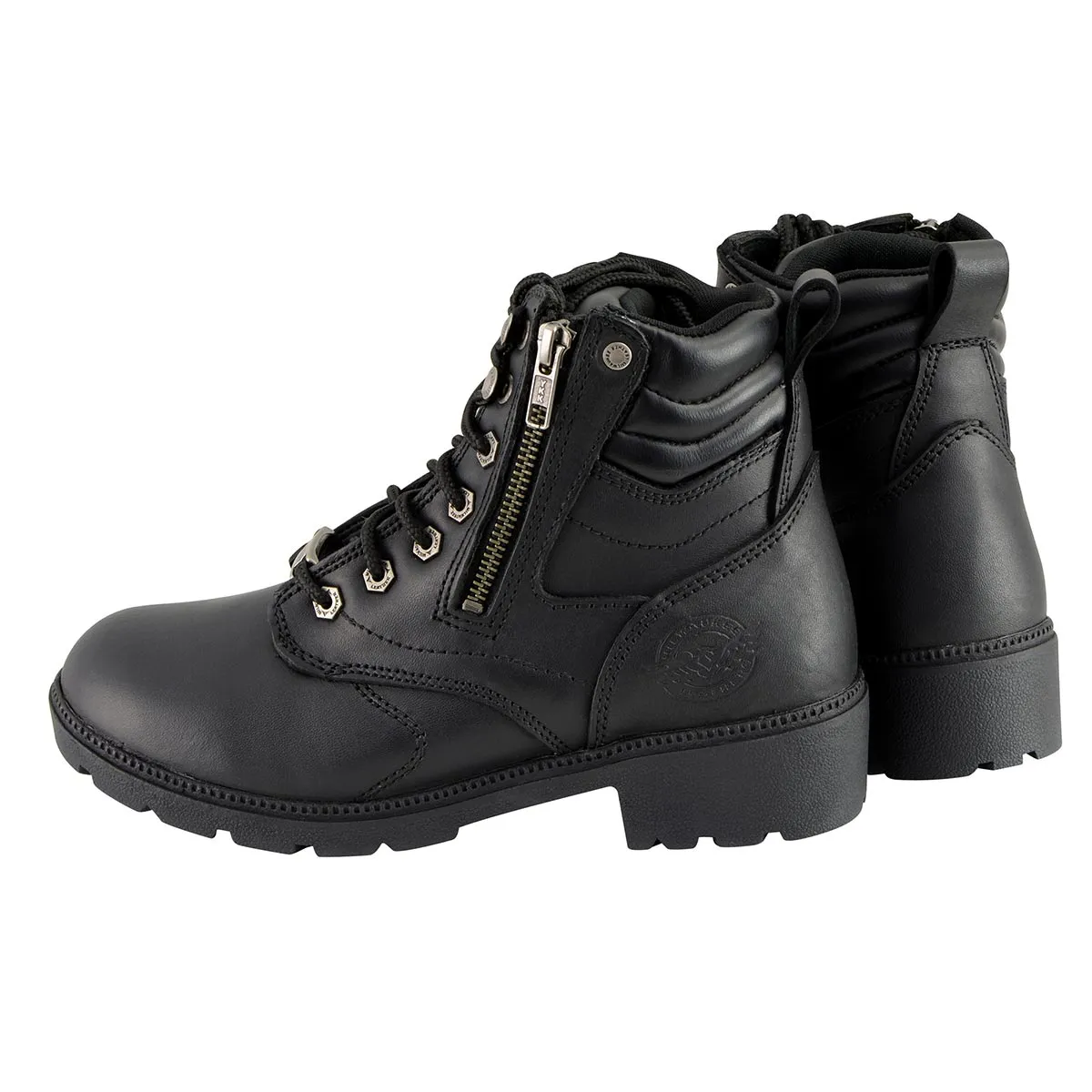 Milwaukee Leather MBL9320 Women's Premium Black Leather Lace-Up