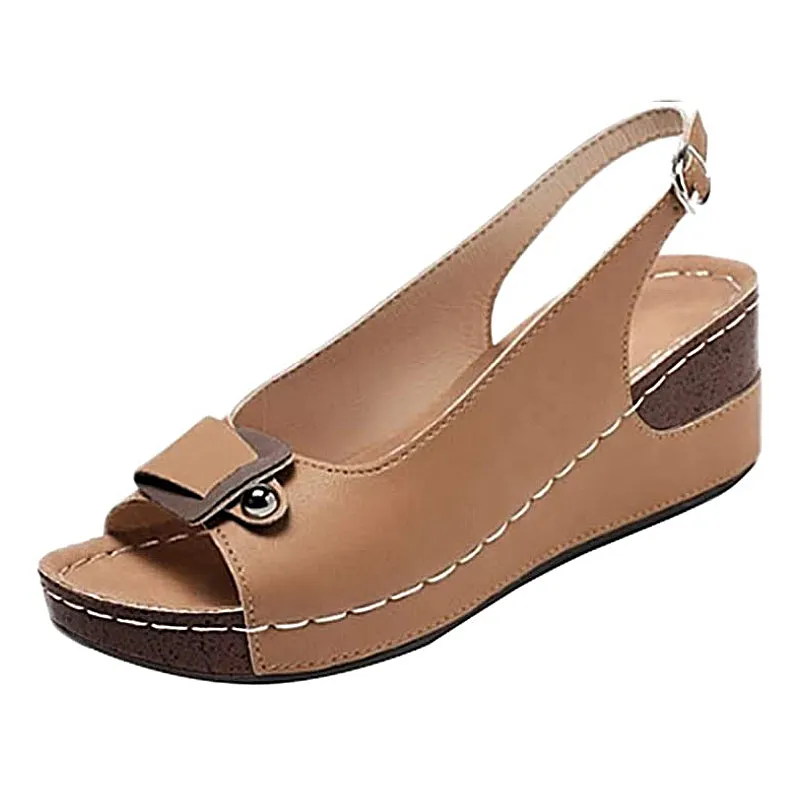 OCW Comfortable Sandals Women Retro Buckle Strap Soft Sole
