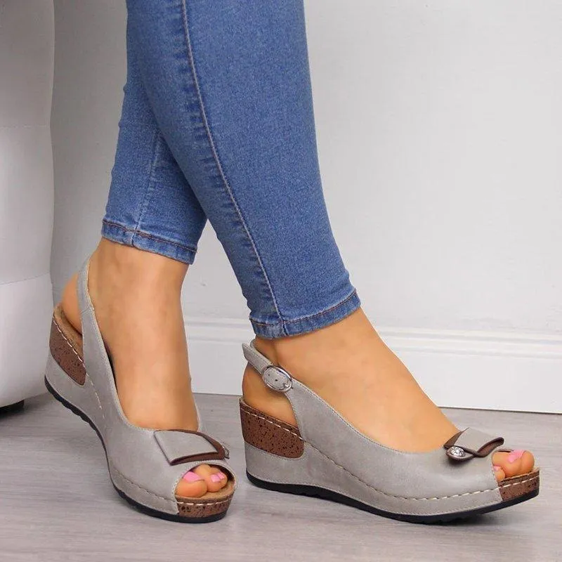 OCW Comfortable Sandals Women Retro Buckle Strap Soft Sole