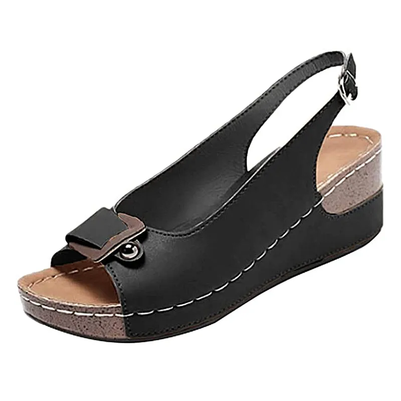 OCW Comfortable Sandals Women Retro Buckle Strap Soft Sole