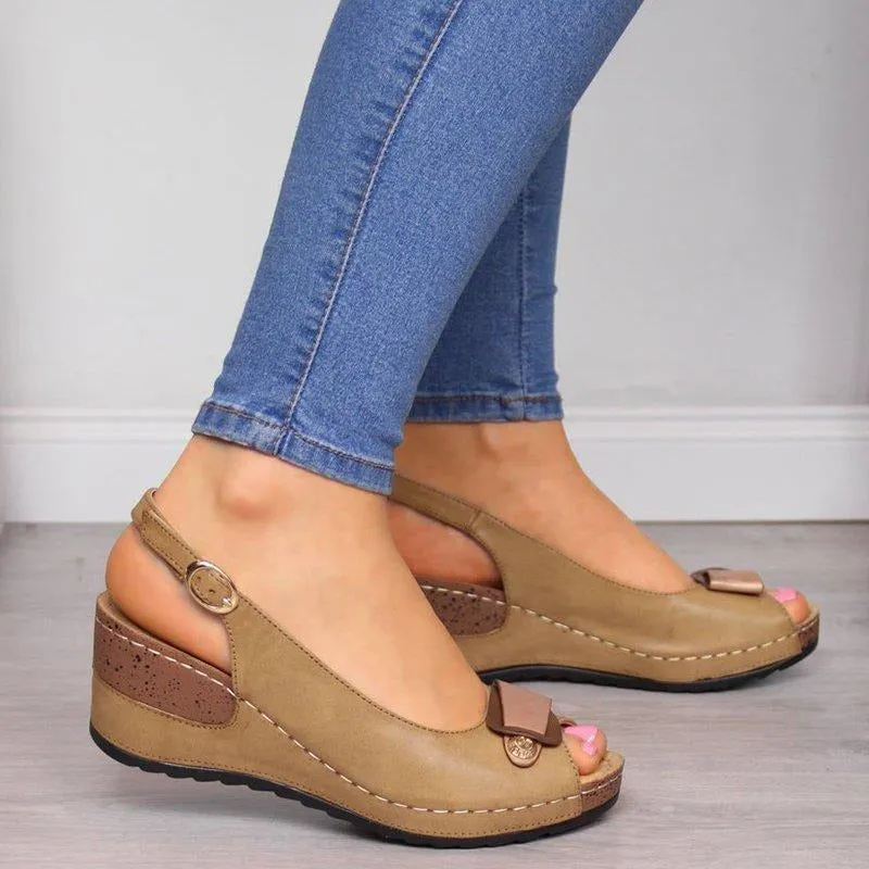 OCW Comfortable Sandals Women Retro Buckle Strap Soft Sole