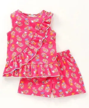 Pineapple Front Frill Top and Short Set