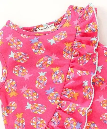 Pineapple Front Frill Top and Short Set