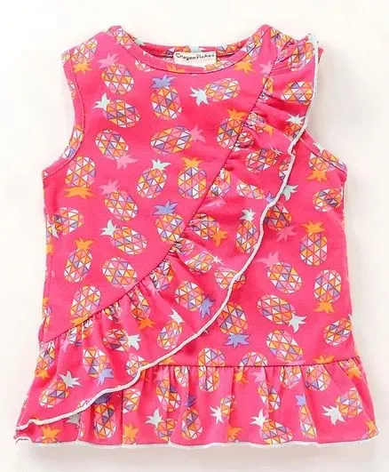Pineapple Front Frill Top and Short Set