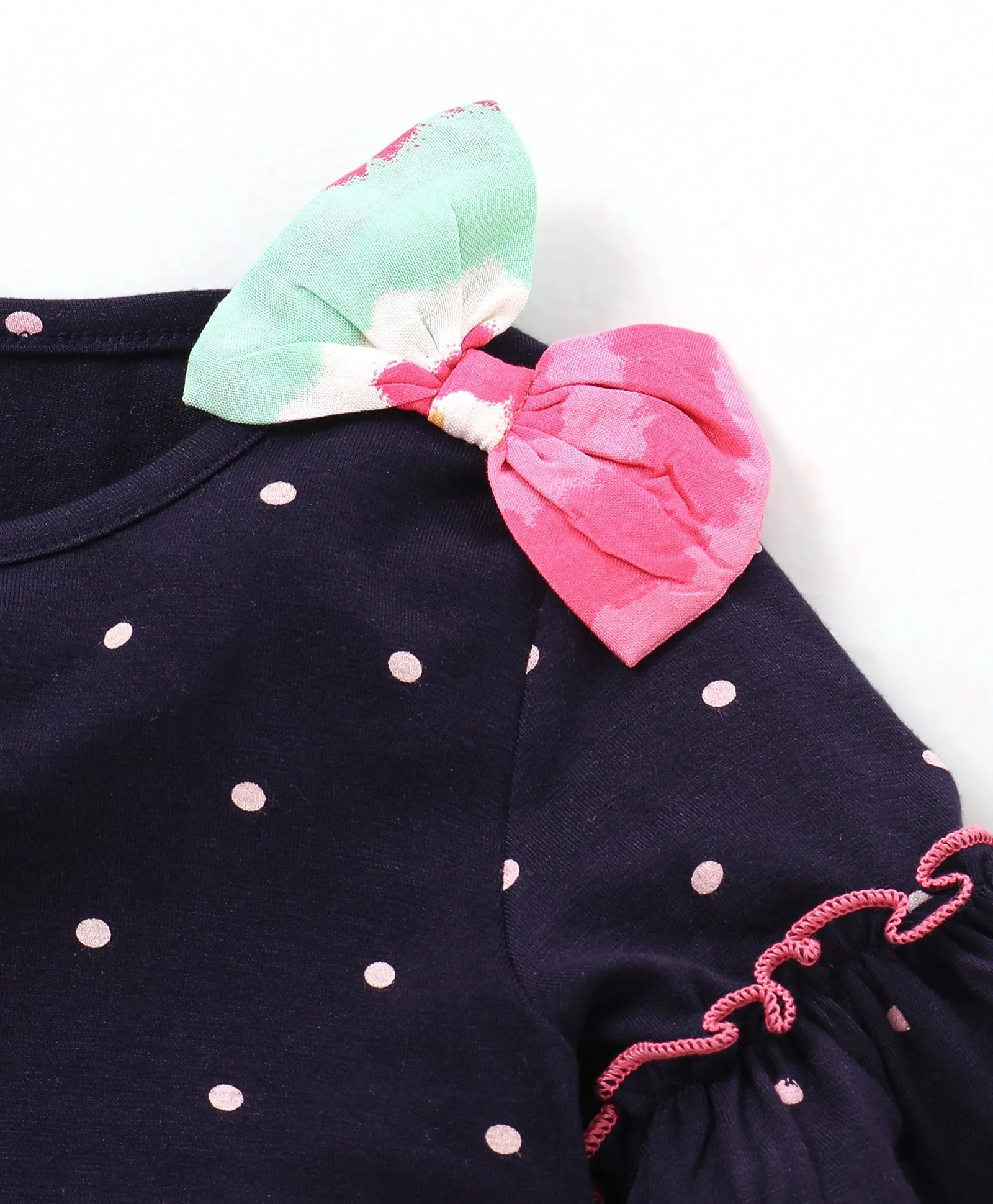 Polka Frilled Sleeves Bow Top Belted Plazzo Set