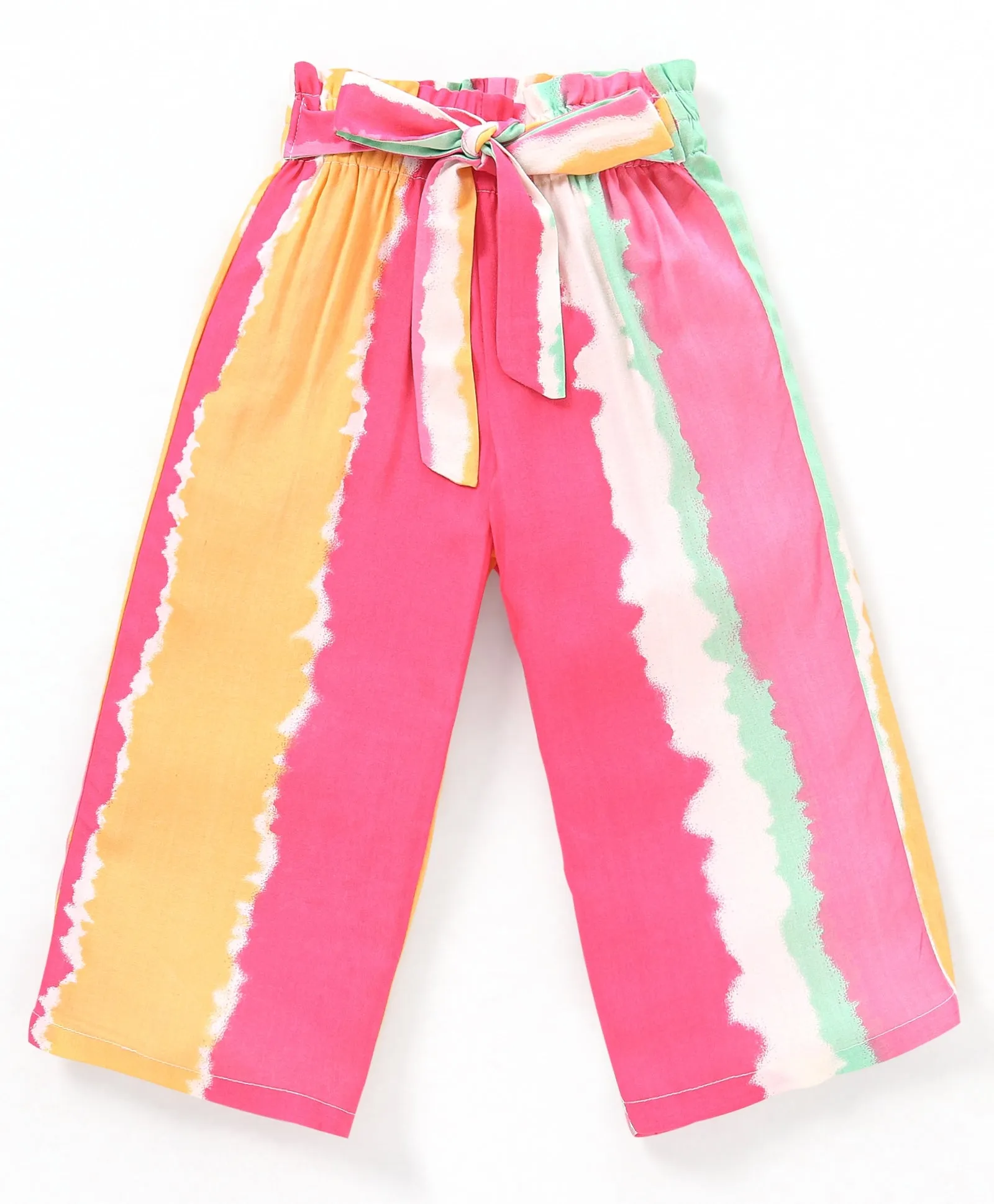 Polka Frilled Sleeves Bow Top Belted Plazzo Set
