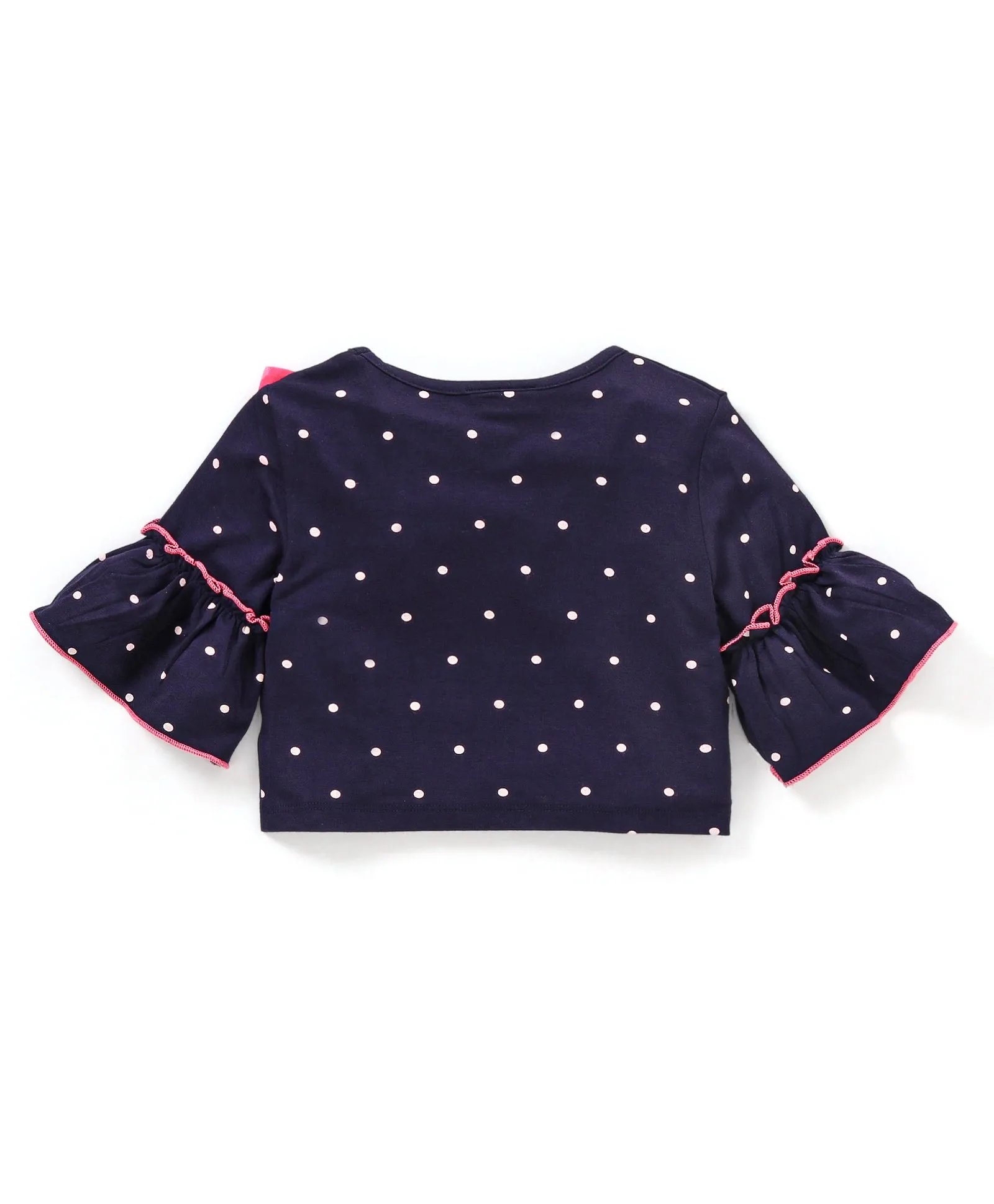 Polka Frilled Sleeves Bow Top Belted Plazzo Set