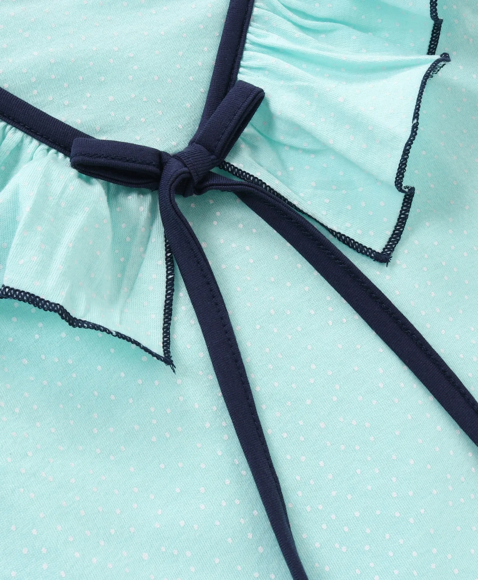 Polka V shape Frill with Bow Top Short Set