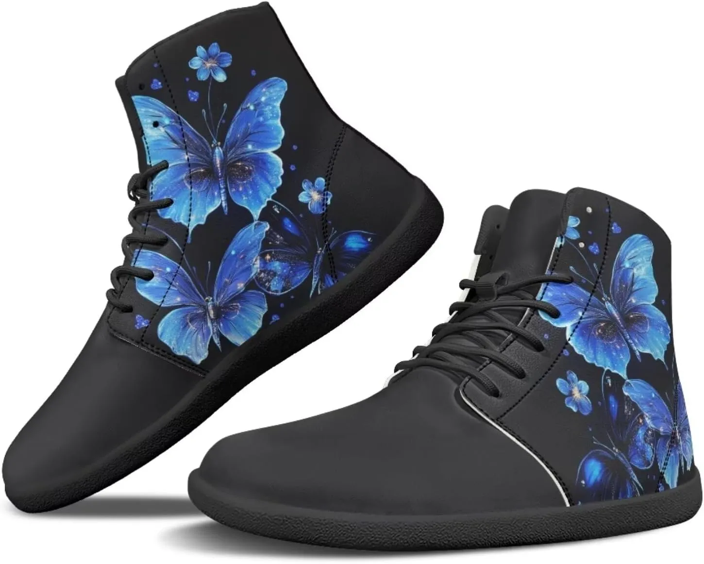 Retro Skull Women's Minimalist Barefoot Shoes High Top Zero Drop Sole Wide Width Fashion Sneaker Non Slip