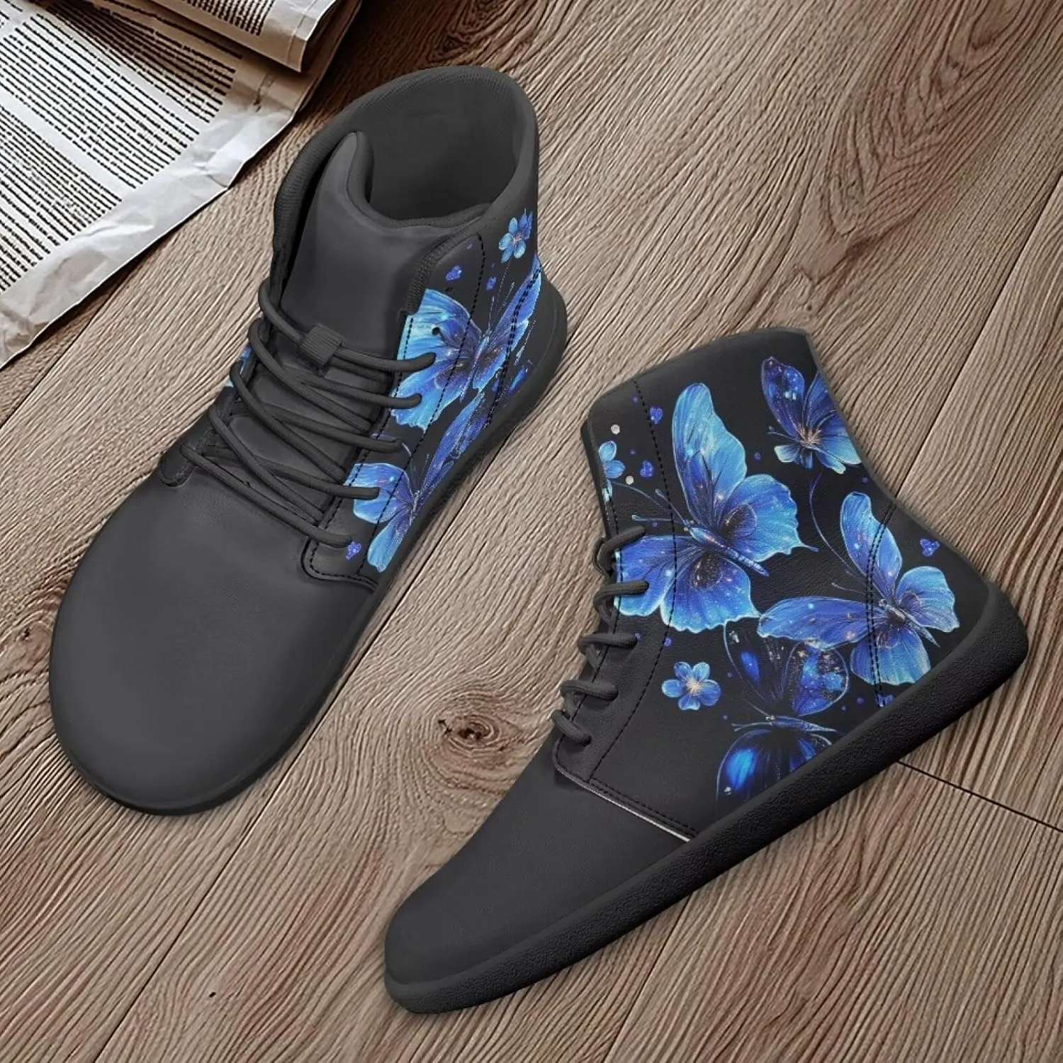 Retro Skull Women's Minimalist Barefoot Shoes High Top Zero Drop Sole Wide Width Fashion Sneaker Non Slip