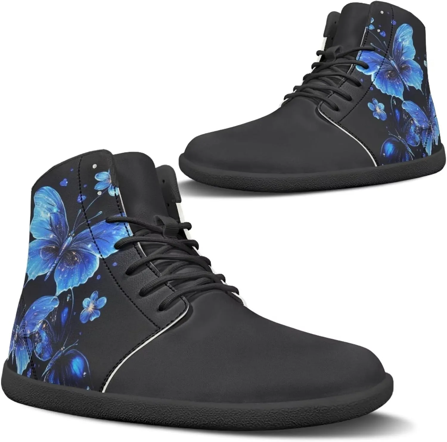 Retro Skull Women's Minimalist Barefoot Shoes High Top Zero Drop Sole Wide Width Fashion Sneaker Non Slip