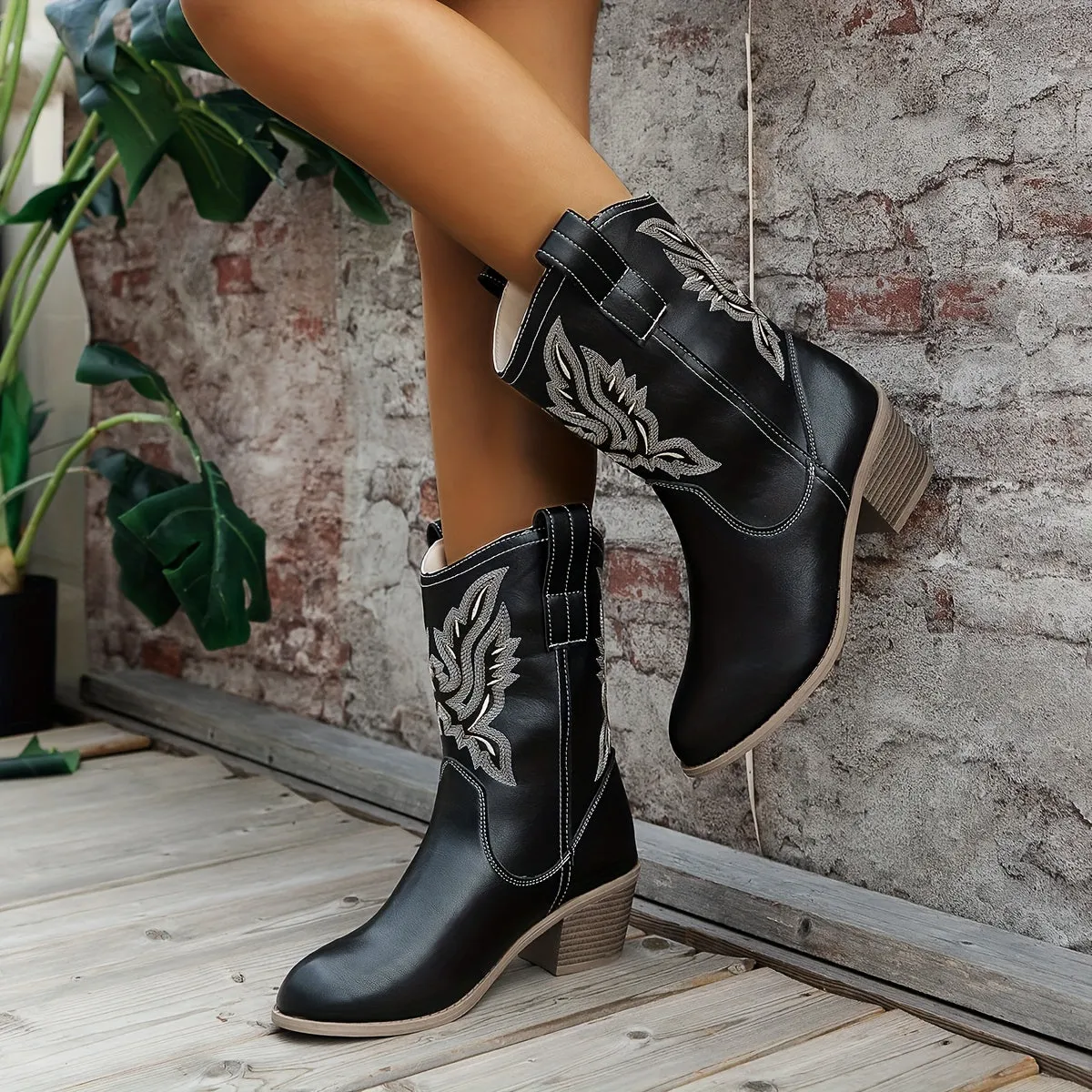 Sierra  Stacked Heel Cowboy Boots