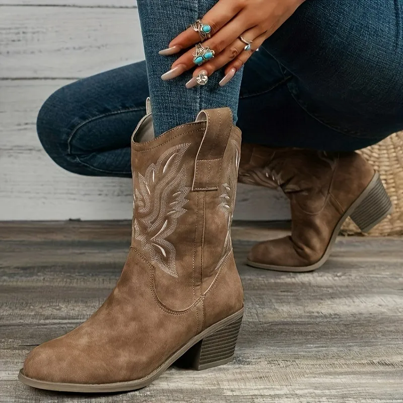Sierra  Stacked Heel Cowboy Boots