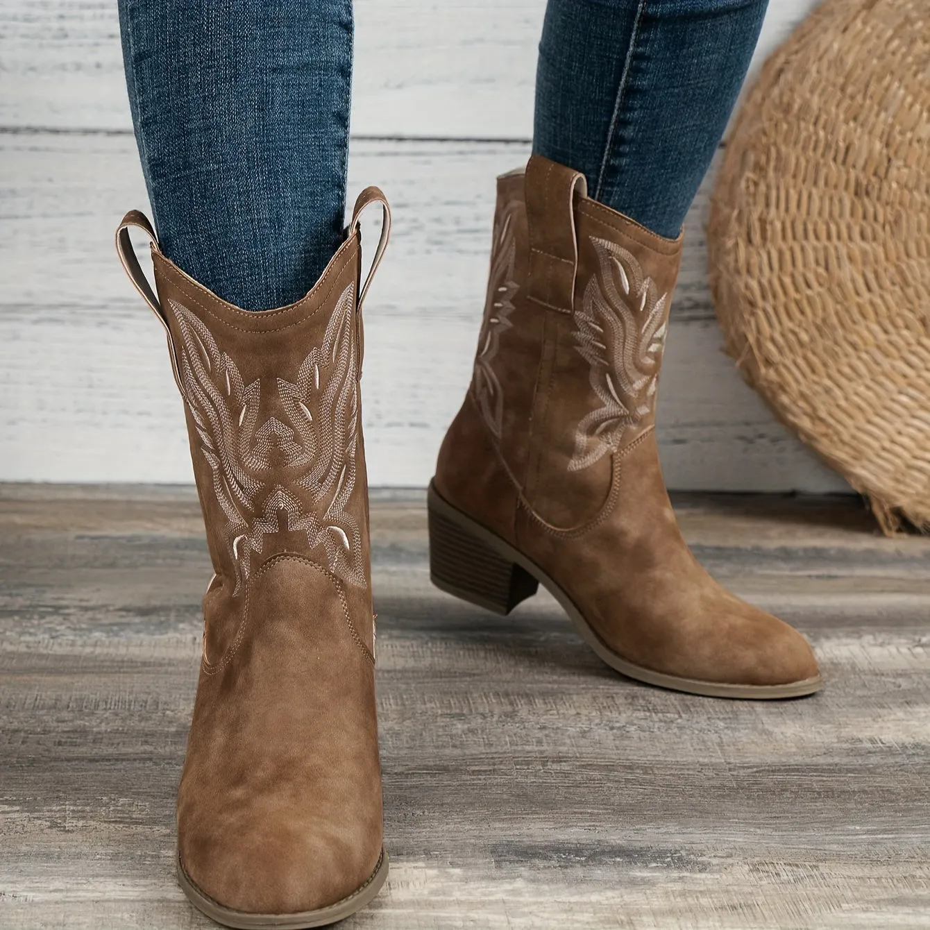 Sierra  Stacked Heel Cowboy Boots