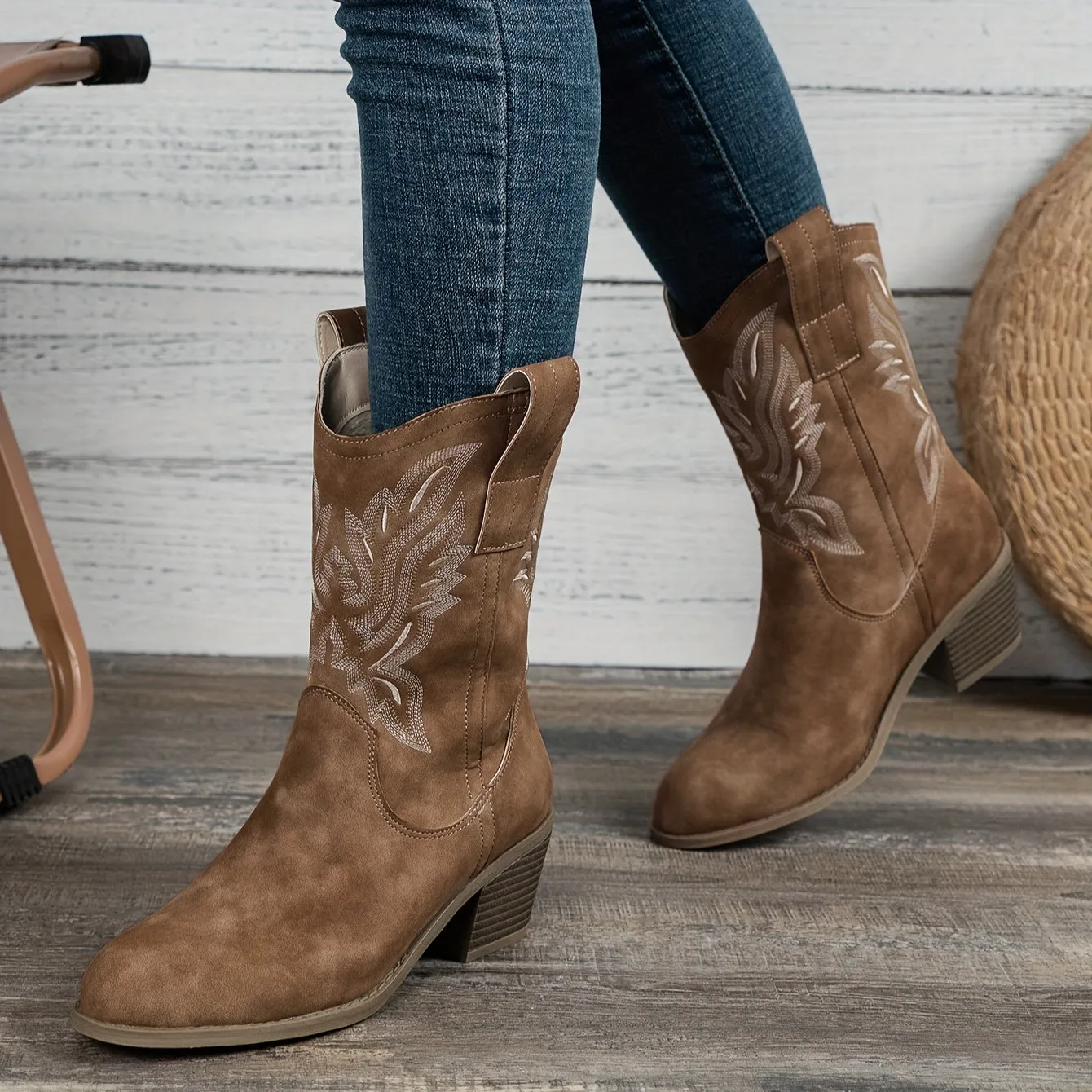 Sierra  Stacked Heel Cowboy Boots