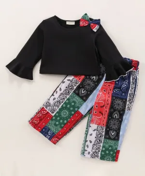 Solid Frill Top Printed Palazzo Set