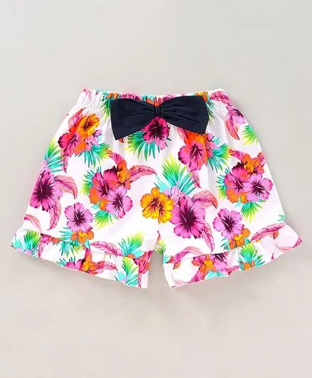 Straped Floral Frill Top Short Set