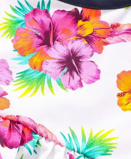 Straped Floral Frill Top Short Set