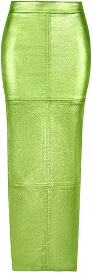 Women PU Pencil Skirts Spring Zipper High Waisted Party Slim Female Long Skirt-GR-XXL, XX-Large
