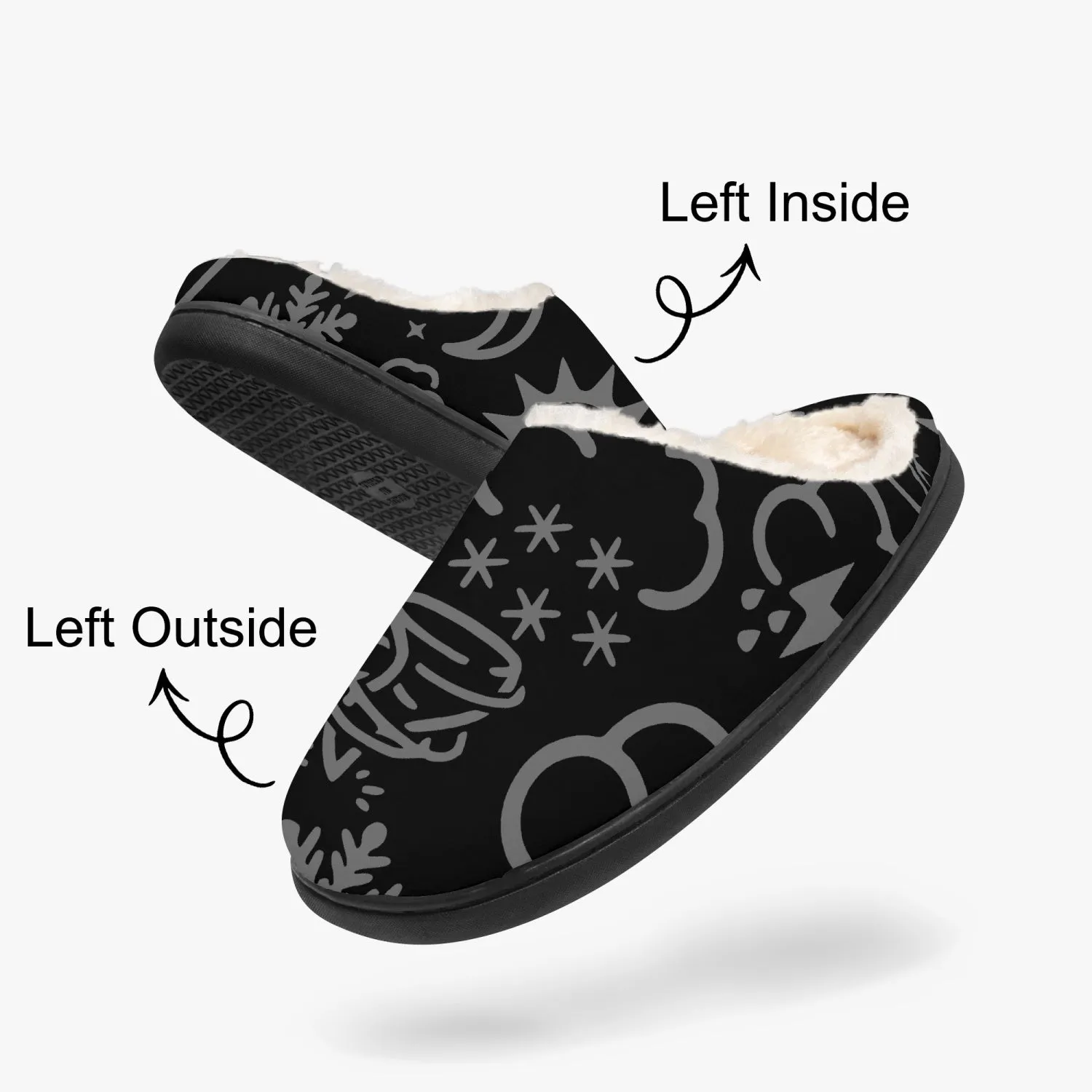 Wx Icon (Black/Gray) Fluffy Slippers